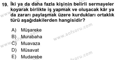 Günümüz Fıkıh Problemleri Dersi 2021 - 2022 Yılı (Final) Dönem Sonu Sınavı 19. Soru