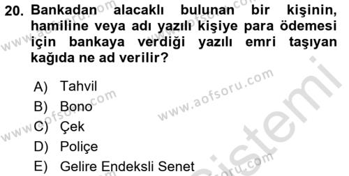 Günümüz Fıkıh Problemleri Dersi 2021 - 2022 Yılı (Final) Dönem Sonu Sınavı 20. Soru