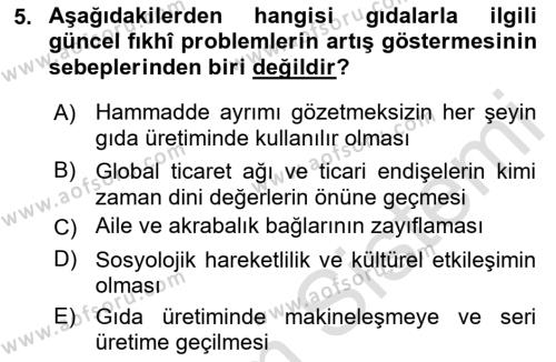 Günümüz Fıkıh Problemleri Dersi 2021 - 2022 Yılı (Final) Dönem Sonu Sınavı 5. Soru