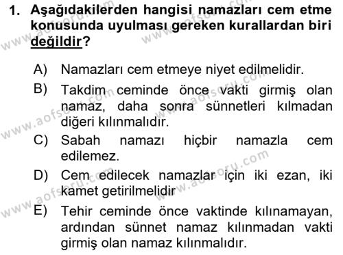 Günümüz Fıkıh Problemleri Dersi 2021 - 2022 Yılı Yaz Okulu Sınavı 1. Soru