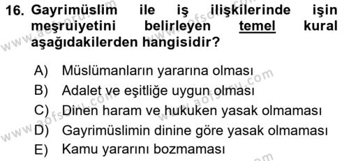 Günümüz Fıkıh Problemleri Dersi 2021 - 2022 Yılı Yaz Okulu Sınavı 16. Soru