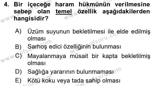 Günümüz Fıkıh Problemleri Dersi 2021 - 2022 Yılı Yaz Okulu Sınavı 4. Soru