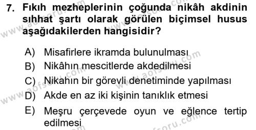 Günümüz Fıkıh Problemleri Dersi 2021 - 2022 Yılı Yaz Okulu Sınavı 7. Soru