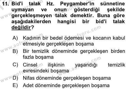 Günümüz Fıkıh Problemleri Dersi 2022 - 2023 Yılı (Vize) Ara Sınavı 11. Soru