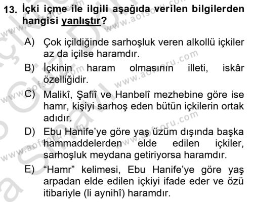 Günümüz Fıkıh Problemleri Dersi 2022 - 2023 Yılı (Vize) Ara Sınavı 13. Soru