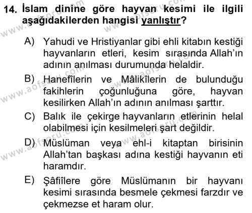 Günümüz Fıkıh Problemleri Dersi 2022 - 2023 Yılı (Vize) Ara Sınavı 14. Soru