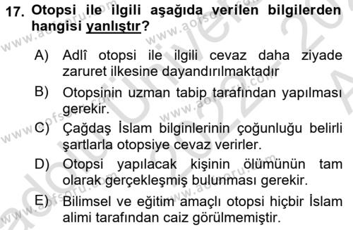 Günümüz Fıkıh Problemleri Dersi 2022 - 2023 Yılı (Vize) Ara Sınavı 17. Soru