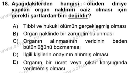 Günümüz Fıkıh Problemleri Dersi 2022 - 2023 Yılı (Vize) Ara Sınavı 18. Soru