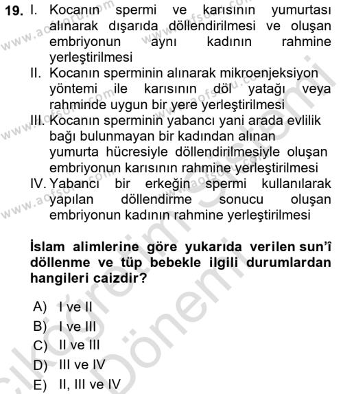 Günümüz Fıkıh Problemleri Dersi 2022 - 2023 Yılı (Vize) Ara Sınavı 19. Soru