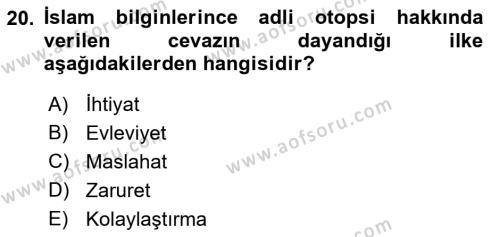 Günümüz Fıkıh Problemleri Dersi 2022 - 2023 Yılı (Vize) Ara Sınavı 20. Soru