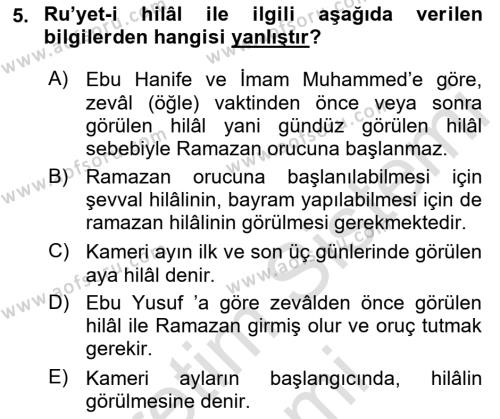 Günümüz Fıkıh Problemleri Dersi 2022 - 2023 Yılı (Vize) Ara Sınavı 5. Soru