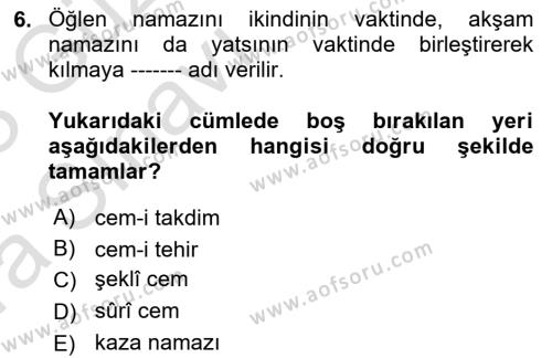 Günümüz Fıkıh Problemleri Dersi 2022 - 2023 Yılı (Vize) Ara Sınavı 6. Soru