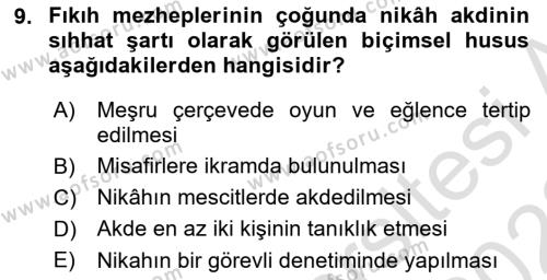 Günümüz Fıkıh Problemleri Dersi 2022 - 2023 Yılı (Vize) Ara Sınavı 9. Soru