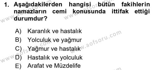 Günümüz Fıkıh Problemleri Dersi 2022 - 2023 Yılı Yaz Okulu Sınavı 1. Soru