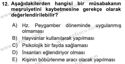 Günümüz Fıkıh Problemleri Dersi 2022 - 2023 Yılı Yaz Okulu Sınavı 12. Soru