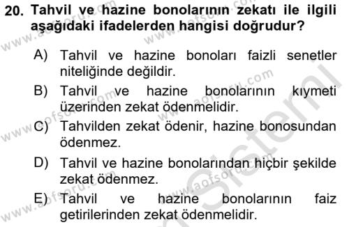 Günümüz Fıkıh Problemleri Dersi 2022 - 2023 Yılı Yaz Okulu Sınavı 20. Soru