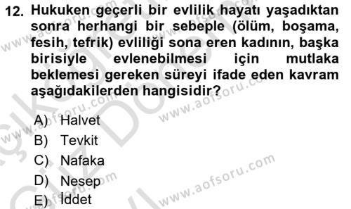 Günümüz Fıkıh Problemleri Dersi 2023 - 2024 Yılı (Vize) Ara Sınavı 12. Soru