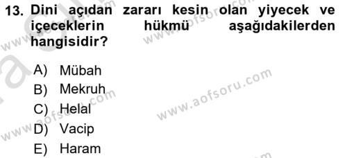 Günümüz Fıkıh Problemleri Dersi 2023 - 2024 Yılı (Vize) Ara Sınavı 13. Soru