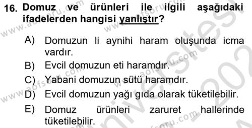 Günümüz Fıkıh Problemleri Dersi 2023 - 2024 Yılı (Vize) Ara Sınavı 16. Soru