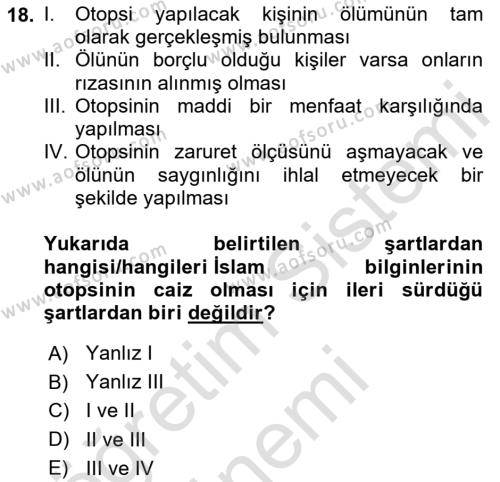 Günümüz Fıkıh Problemleri Dersi 2023 - 2024 Yılı (Vize) Ara Sınavı 18. Soru