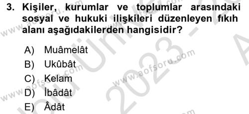 Günümüz Fıkıh Problemleri Dersi 2023 - 2024 Yılı (Vize) Ara Sınavı 3. Soru