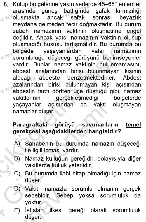 Günümüz Fıkıh Problemleri Dersi 2023 - 2024 Yılı (Vize) Ara Sınavı 5. Soru