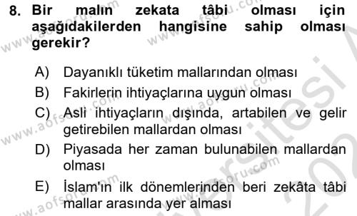 Günümüz Fıkıh Problemleri Dersi 2023 - 2024 Yılı (Vize) Ara Sınavı 8. Soru