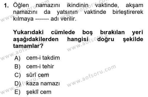 Günümüz Fıkıh Problemleri Dersi 2023 - 2024 Yılı (Final) Dönem Sonu Sınavı 1. Soru