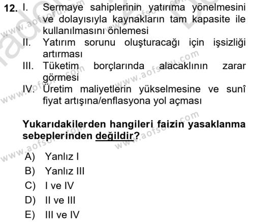 Günümüz Fıkıh Problemleri Dersi 2023 - 2024 Yılı (Final) Dönem Sonu Sınavı 12. Soru