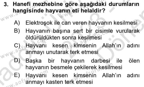 Günümüz Fıkıh Problemleri Dersi 2023 - 2024 Yılı (Final) Dönem Sonu Sınavı 3. Soru