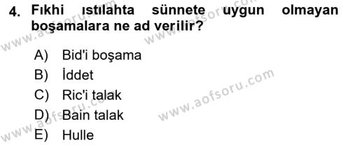 Günümüz Fıkıh Problemleri Dersi 2023 - 2024 Yılı (Final) Dönem Sonu Sınavı 4. Soru