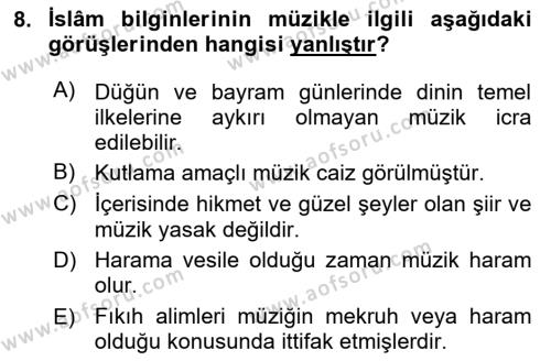 Günümüz Fıkıh Problemleri Dersi 2023 - 2024 Yılı (Final) Dönem Sonu Sınavı 8. Soru