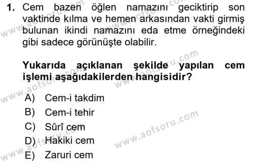 Günümüz Fıkıh Problemleri Dersi 2023 - 2024 Yılı Yaz Okulu Sınavı 1. Soru