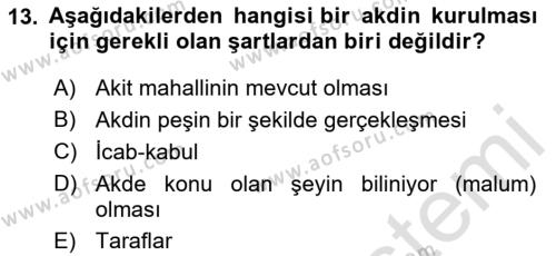 Günümüz Fıkıh Problemleri Dersi 2023 - 2024 Yılı Yaz Okulu Sınavı 13. Soru