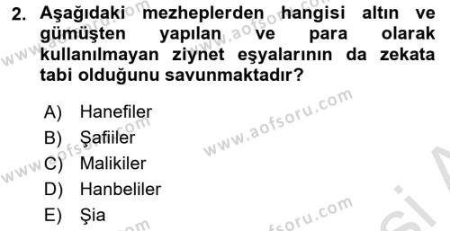 Günümüz Fıkıh Problemleri Dersi 2023 - 2024 Yılı Yaz Okulu Sınavı 2. Soru