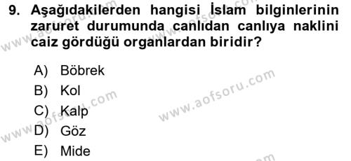 Günümüz Fıkıh Problemleri Dersi 2023 - 2024 Yılı Yaz Okulu Sınavı 9. Soru