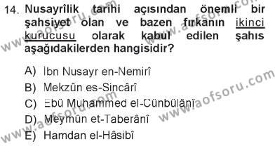 İslam Mezhepleri Tarihi Dersi 2012 - 2013 Yılı Tek Ders Sınavı 14. Soru