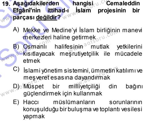 İslam Mezhepleri Tarihi Dersi 2013 - 2014 Yılı (Final) Dönem Sonu Sınavı 19. Soru