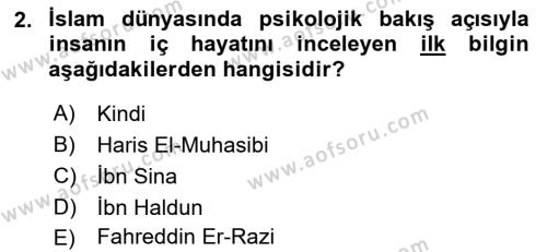 Din Psikolojisi Dersi 2022 - 2023 Yılı (Vize) Ara Sınavı 2. Soru