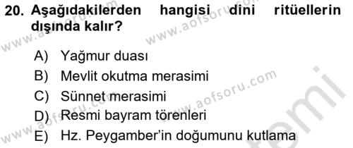 Din Psikolojisi Dersi 2023 - 2024 Yılı Yaz Okulu Sınavı 20. Soru