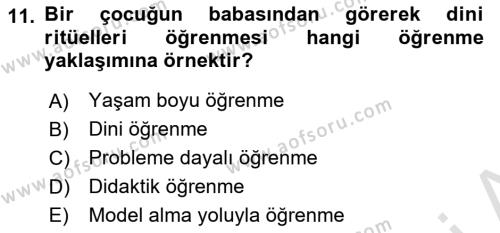 Din Psikolojisi Dersi 2024 - 2025 Yılı (Vize) Ara Sınavı 11. Soru