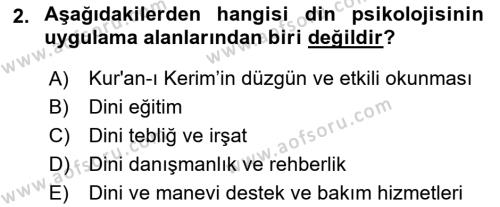 Din Psikolojisi Dersi 2024 - 2025 Yılı (Vize) Ara Sınavı 2. Soru