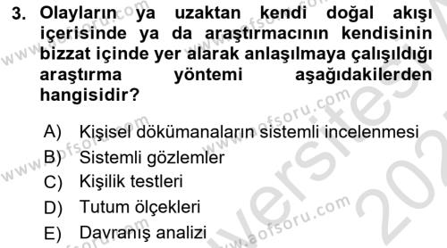 Din Psikolojisi Dersi 2024 - 2025 Yılı (Vize) Ara Sınavı 3. Soru