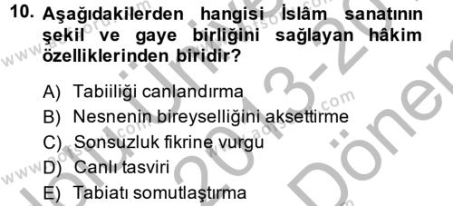 Hadis Dersi 2013 - 2014 Yılı (Final) Dönem Sonu Sınavı 10. Soru