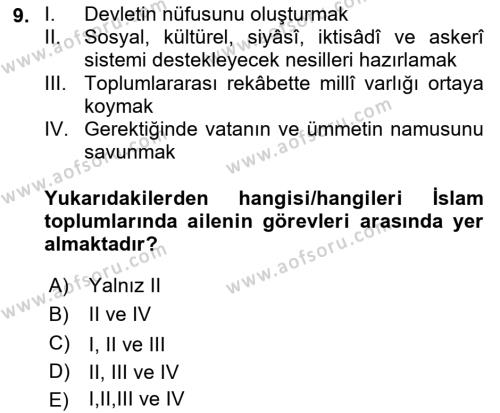 Hadis Dersi 2022 - 2023 Yılı Yaz Okulu Sınavı 9. Soru