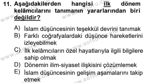 Kelam´a Giriş Dersi 2012 - 2013 Yılı (Vize) Ara Sınavı 11. Soru