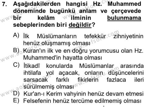 Kelam´a Giriş Dersi 2012 - 2013 Yılı (Vize) Ara Sınavı 7. Soru