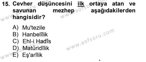 Kelam´a Giriş Dersi 2012 - 2013 Yılı (Final) Dönem Sonu Sınavı 15. Soru