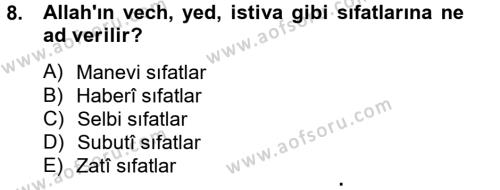 Kelam´a Giriş Dersi 2012 - 2013 Yılı (Final) Dönem Sonu Sınavı 8. Soru
