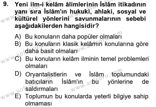 Kelam´a Giriş Dersi 2012 - 2013 Yılı (Final) Dönem Sonu Sınavı 9. Soru